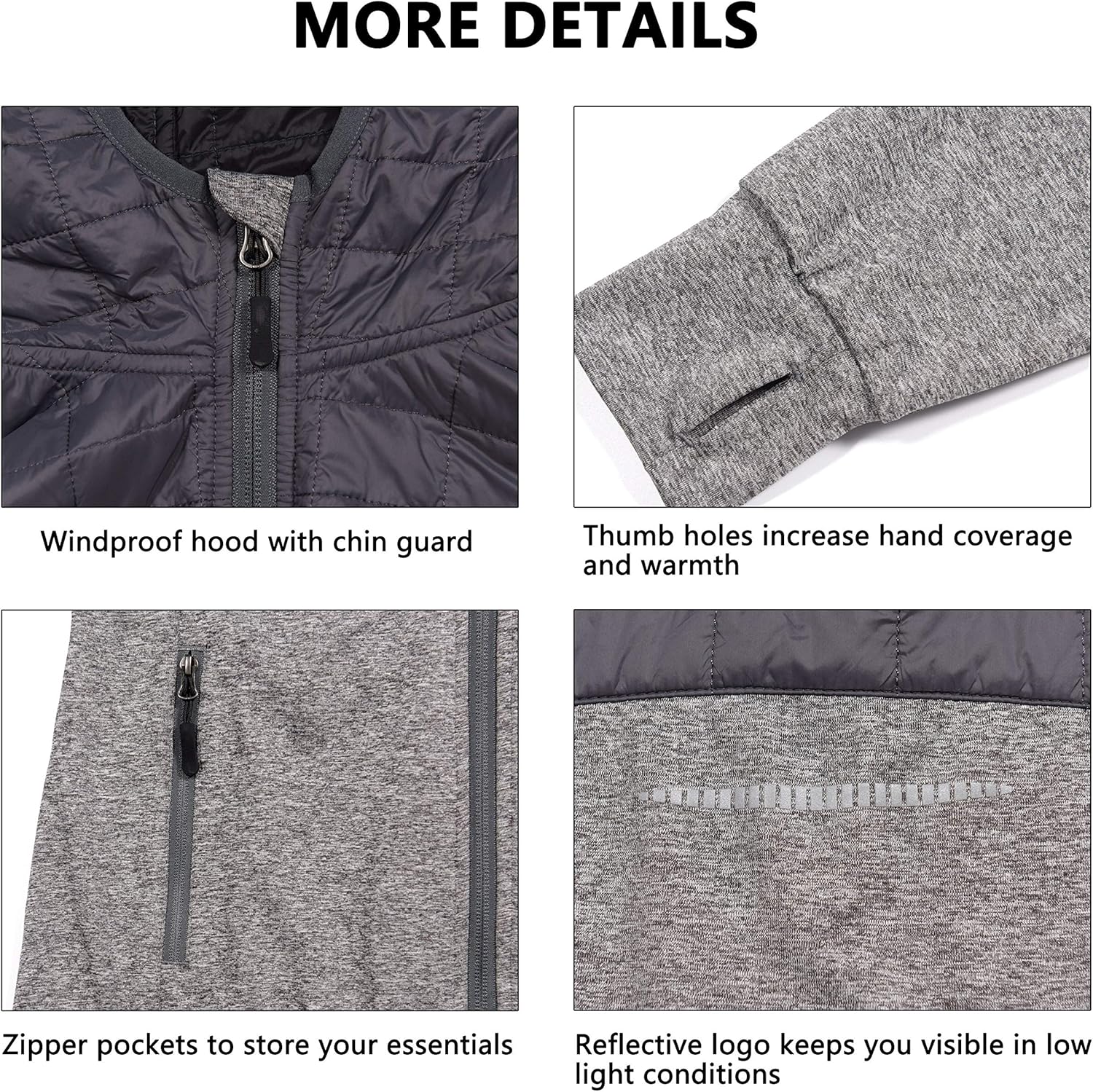 Little Donkey Andy Women's Lightweight Thermal Running Jacket Hooded Sports Track Jacket Quick Dry with Thumb Holes : Clothing