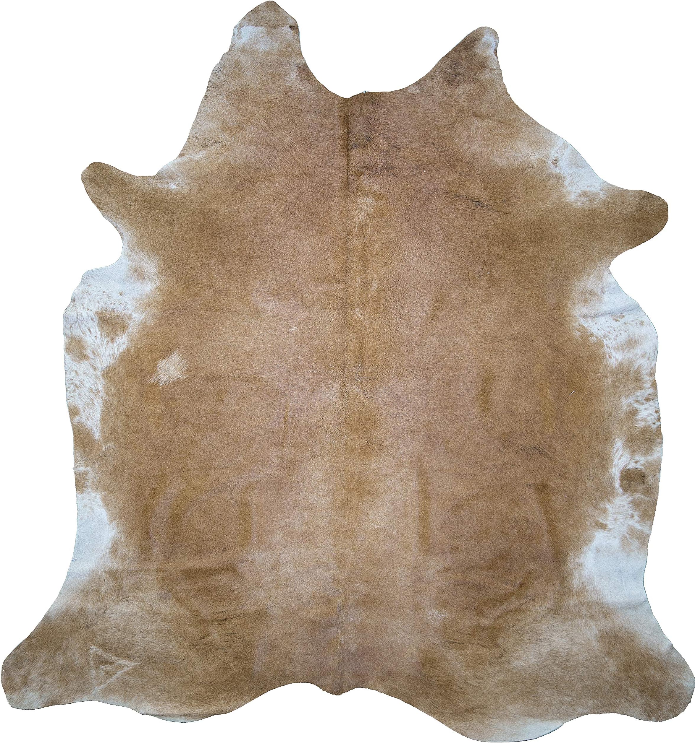 Rich Leather Light Brown and White Cowhide Rug
