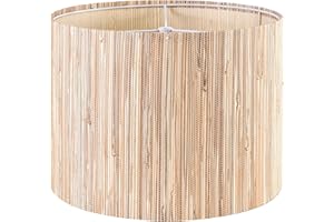 GO&SO GOSO Medium Drum Lamp Shade for Table Lamps,Yellow Natural Straw Weaving Lampshades -13" Top x 13" Bottom x 10" High（Spider) Floor Lamp Shades Replacement -Rustic DIY Shade-Farmhouse Assembly Required