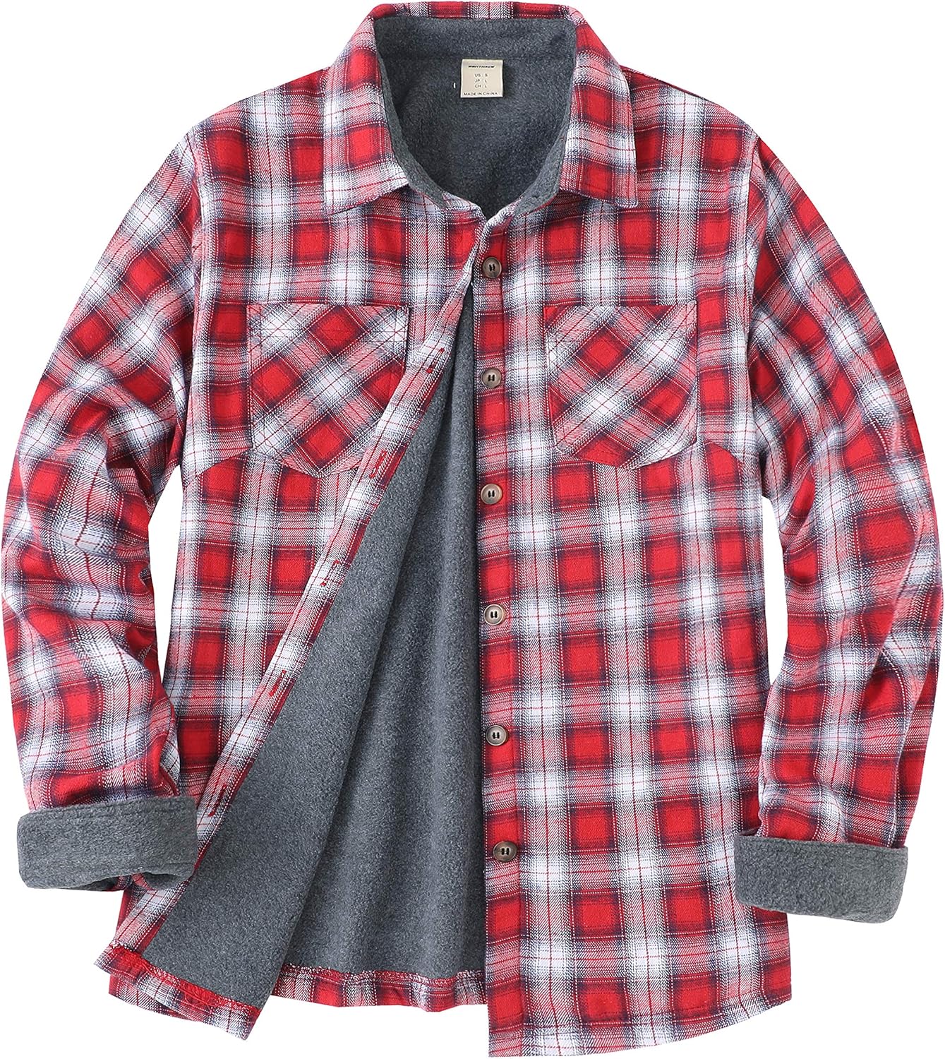 ZENTHACE Women's Thermal Fleece Lined Plaid Button Down Flannel Shirt Jacket at  Women’s Clothing store