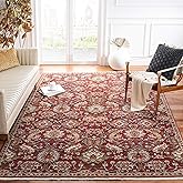 SAFAVIEH Herat Collection Area Rug - 6'7" Square, Rust & Ivory, Traditional Oriental Design, Non-Shedding & Easy Care, Ideal 