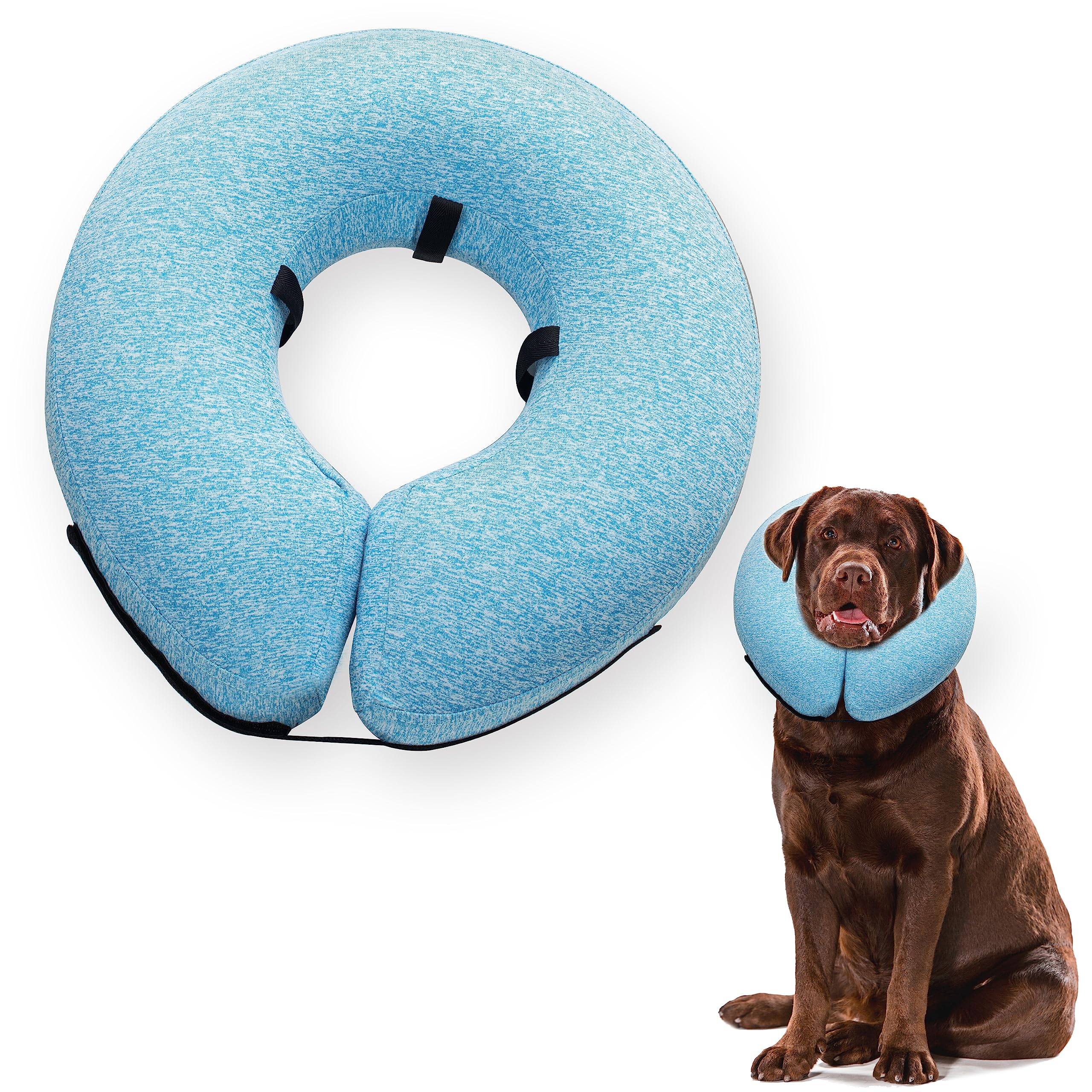 Photo 1 of Big Ant Protective Inflatable Collar for Dogs And Cats, Soft Cone for Dogs After Surgery, Dog Neck Donut Collar, Dog Cone Collar Soft Pet Recovery Collar Does Not Block Vision E-Collar (X-Large, Blue)