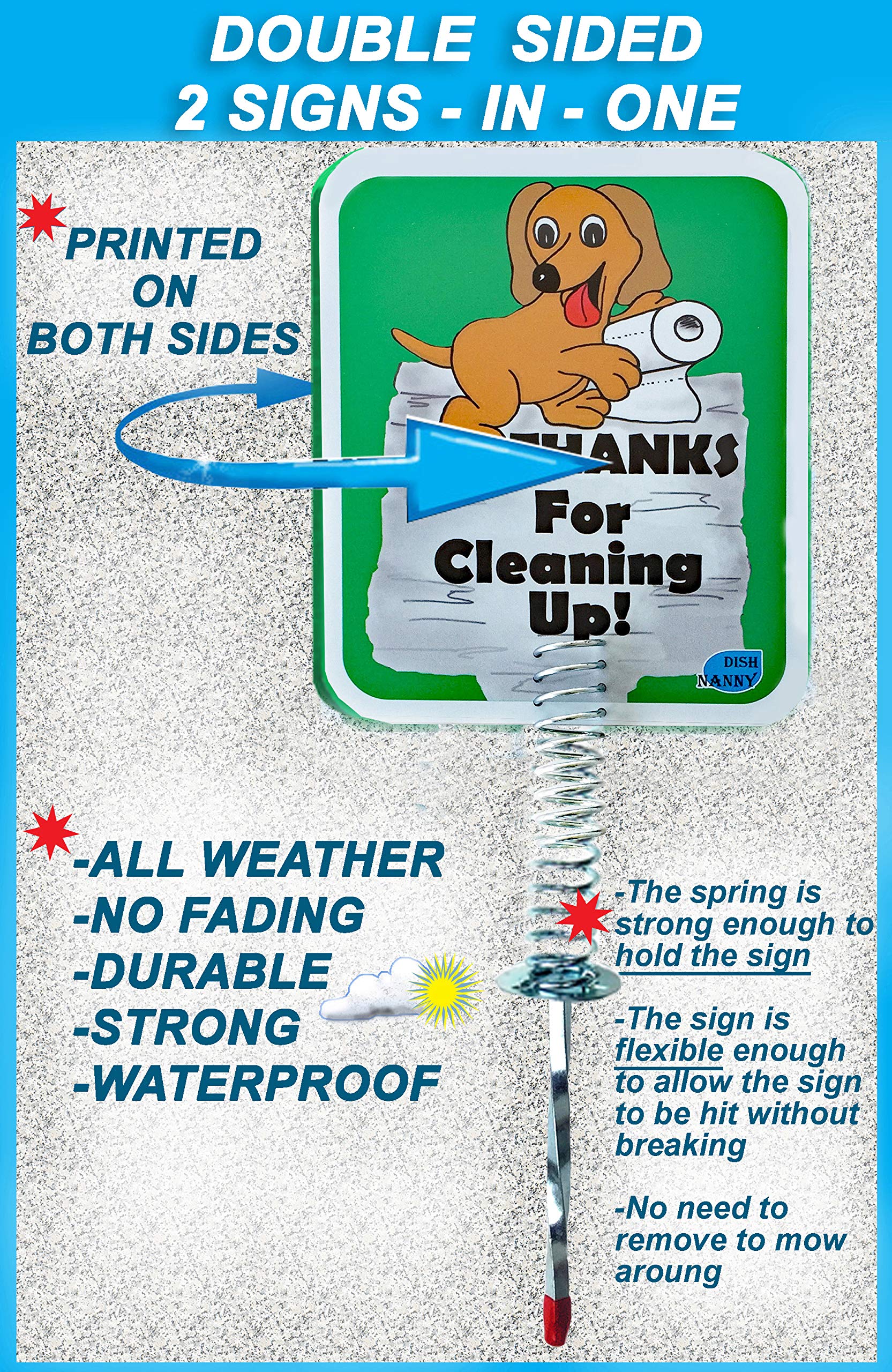 IMPROVED Dog Poop Sign for Yard, Dog Poop Signs are TWO sides & METAL