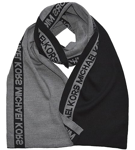 Michael Kors Mens Side Stripe Muffler Scarf Black, Grey in Kuwait