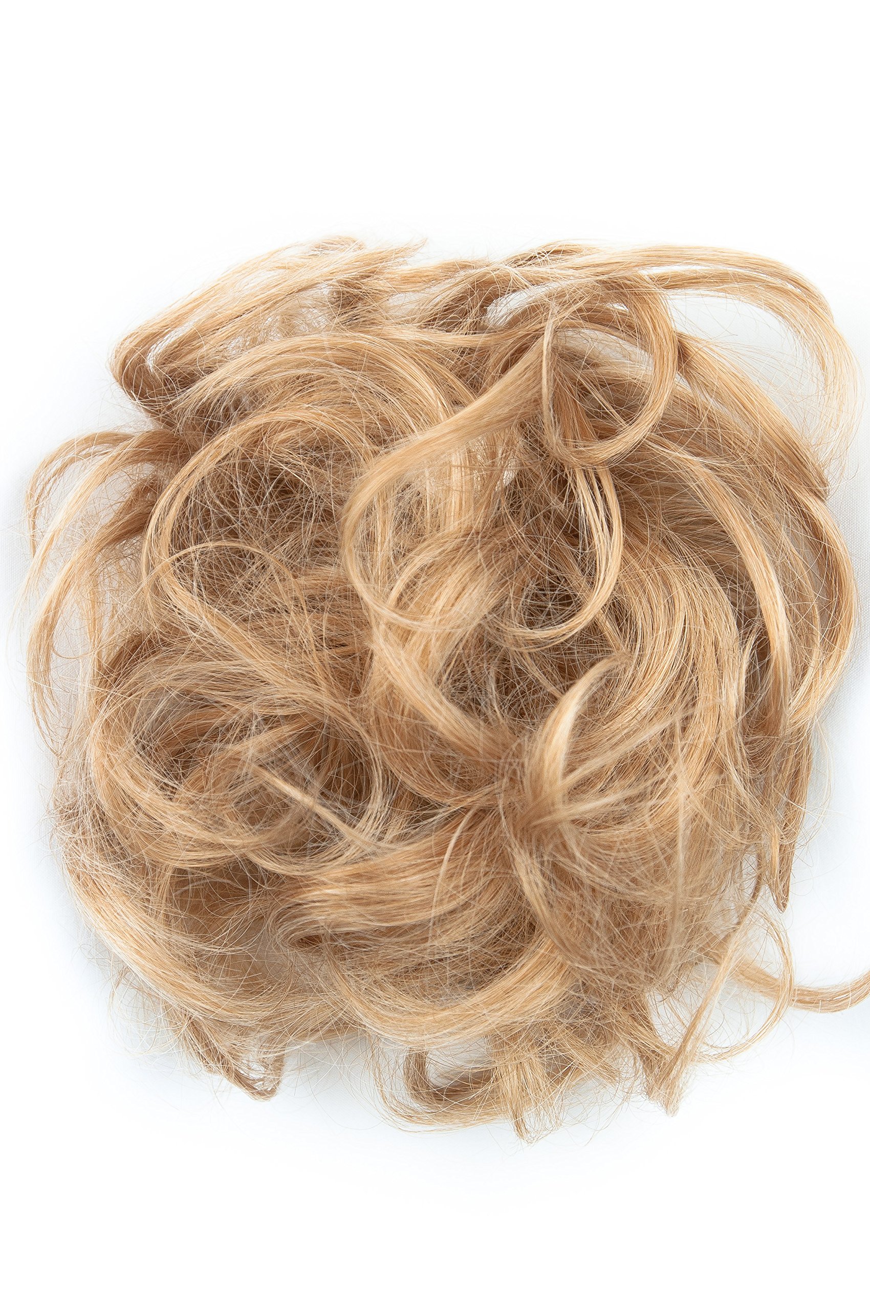 Bombshell Hair Scrunchy Scrunchie Bun Up Do Hair Piece Hair Ribbon Ponytail Extensions Wavy Messy Bun (M20 HONEY BLONDE)