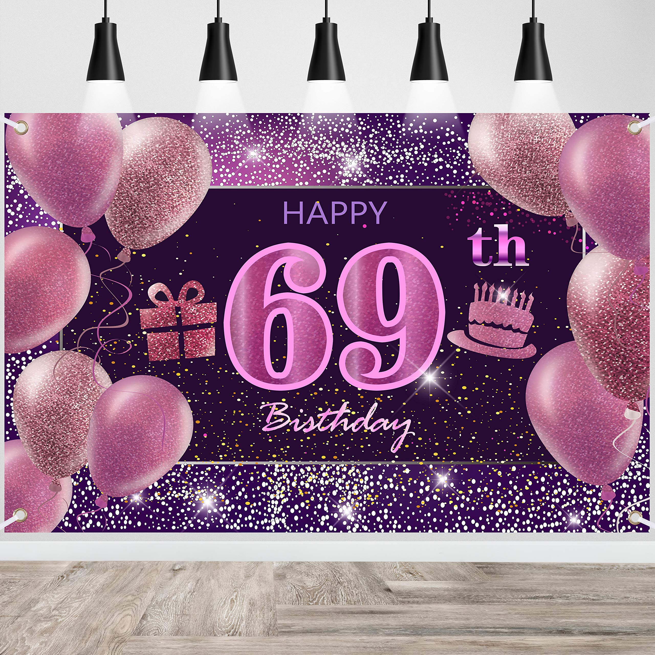 IMISI Happy Birthday Banner - Pink Birthday Backdrop Decorations for a Party