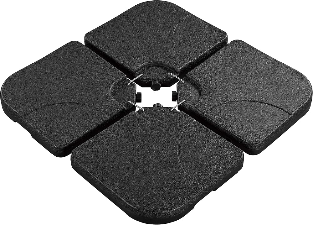 Yaheetech 4Pcs Square Umbrella Stand Cantilever Base Black 60L Water 200lb Sand