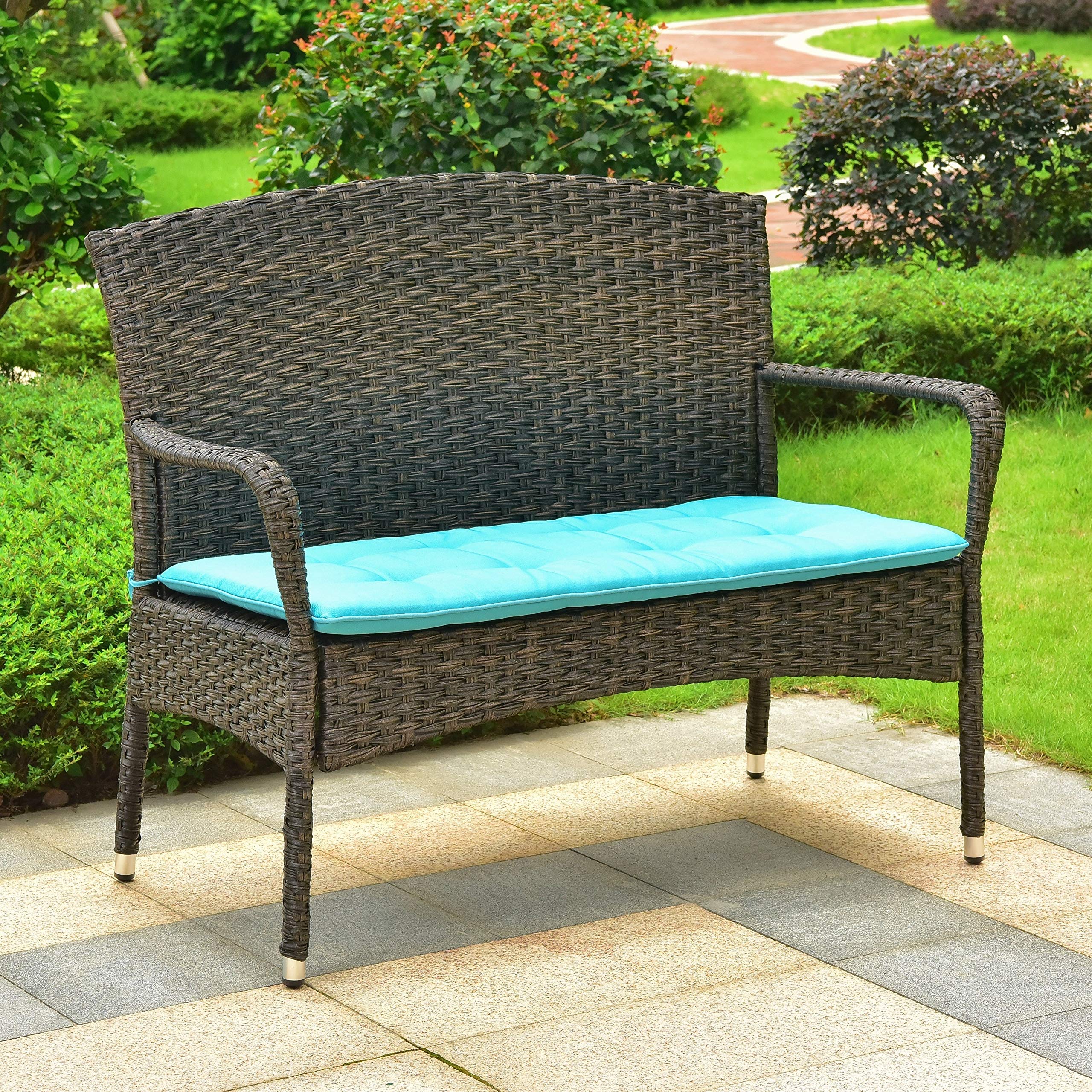 Majorca Resin Pandan Steel Loveseat With Cushions