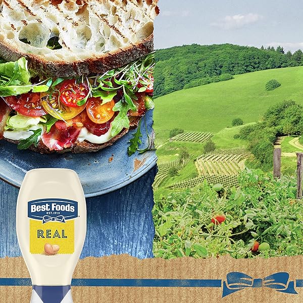 BEST FOODS REAL MAYONNAISE SQUEEZE BOTTLE FOR A CREAMY SANDWICH SPREAD OR CONDIMENT GLUTEN FREE, MADE WITH 100% CAGE-FREE EGGS 20 OZ