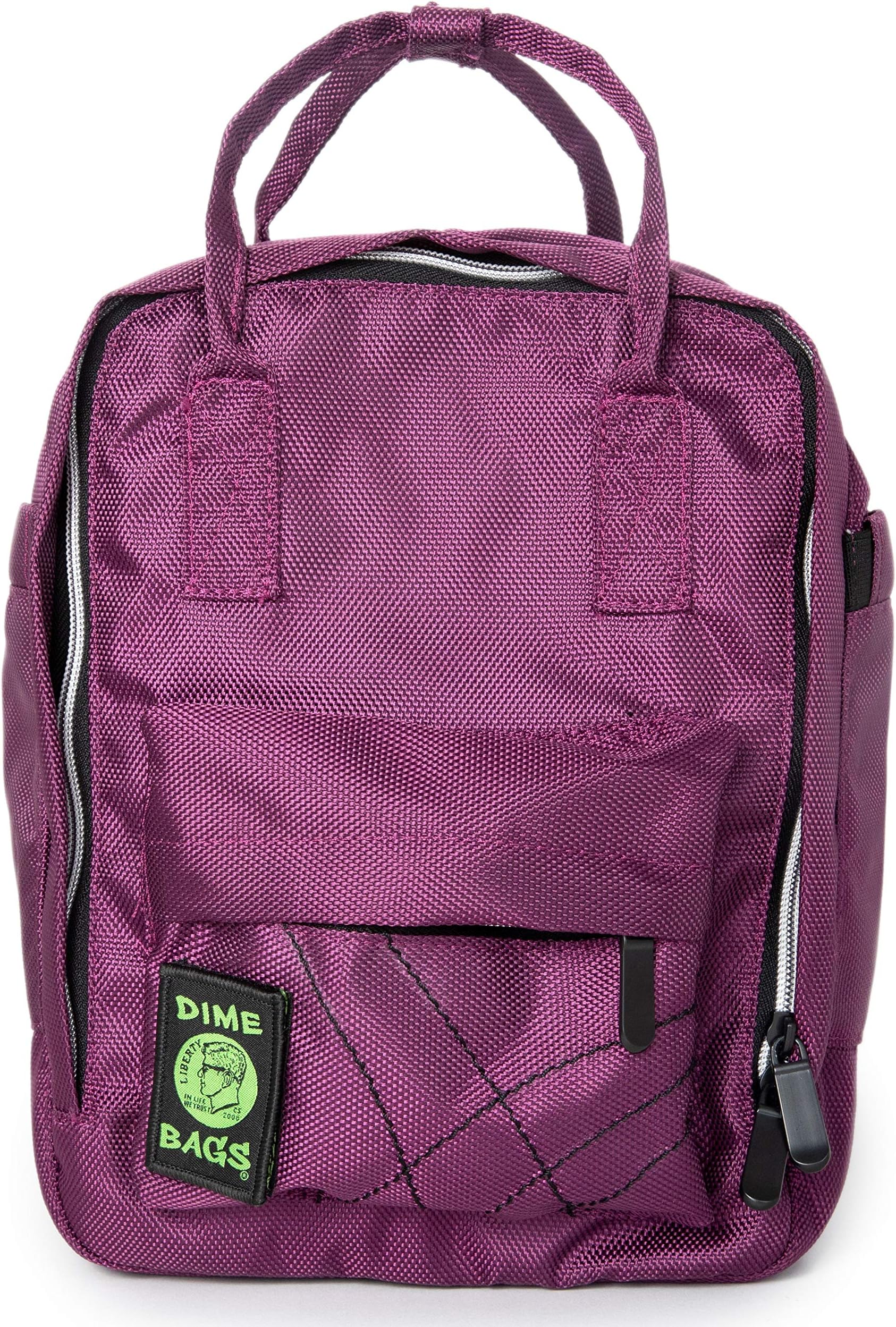 Dime Bags Hot Box Mini Backpack | Multi Pocket Small Backpack with Water Resistant Exterior | School Backpack or Small Travel Bag (Plum)