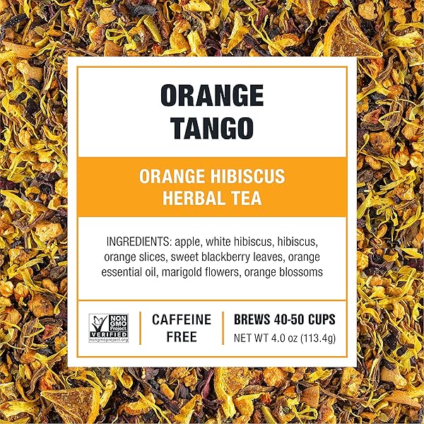 TIESTA TEA – ORANGE TANGO, LOOSE LEAF, ORANGE HIBISCUS HERBAL TEA, PREMIUM NON-CAFFEINATED FRUIT BLEND, MAKES HOT OR ICED & UP TO 50 CUPS, 4OZ REFILLABLE TIN