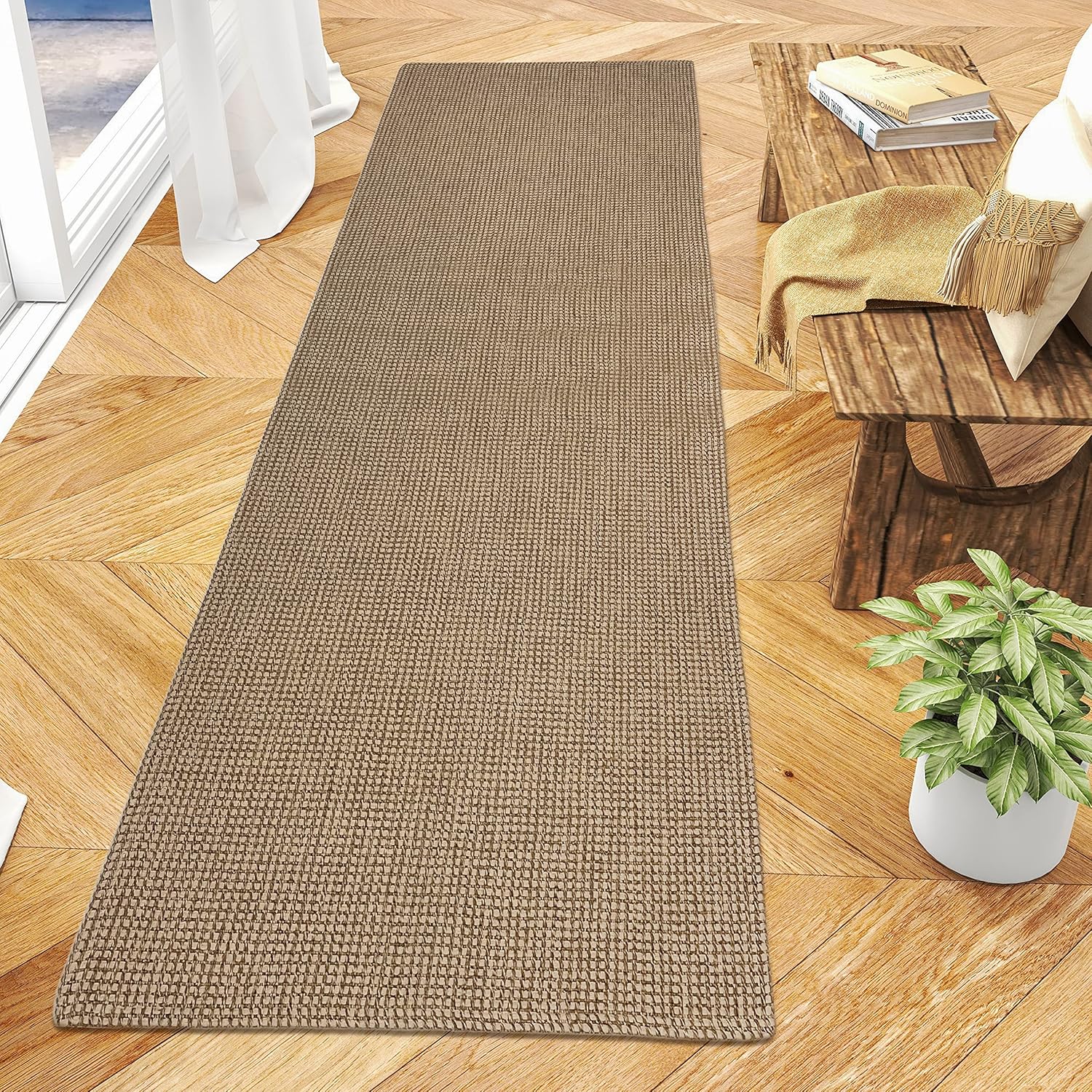 Rugs, Pads & Protectors - KOZYFLY Boho Runners for Hallways 2x6 ft Washable Hall Carpet Runner Non Slip Kitchen Rug Jute Natural Cotton Entryway Runner Rugs Throw Bedside Rugs for Indoor Hallway Bedroom Kitchen