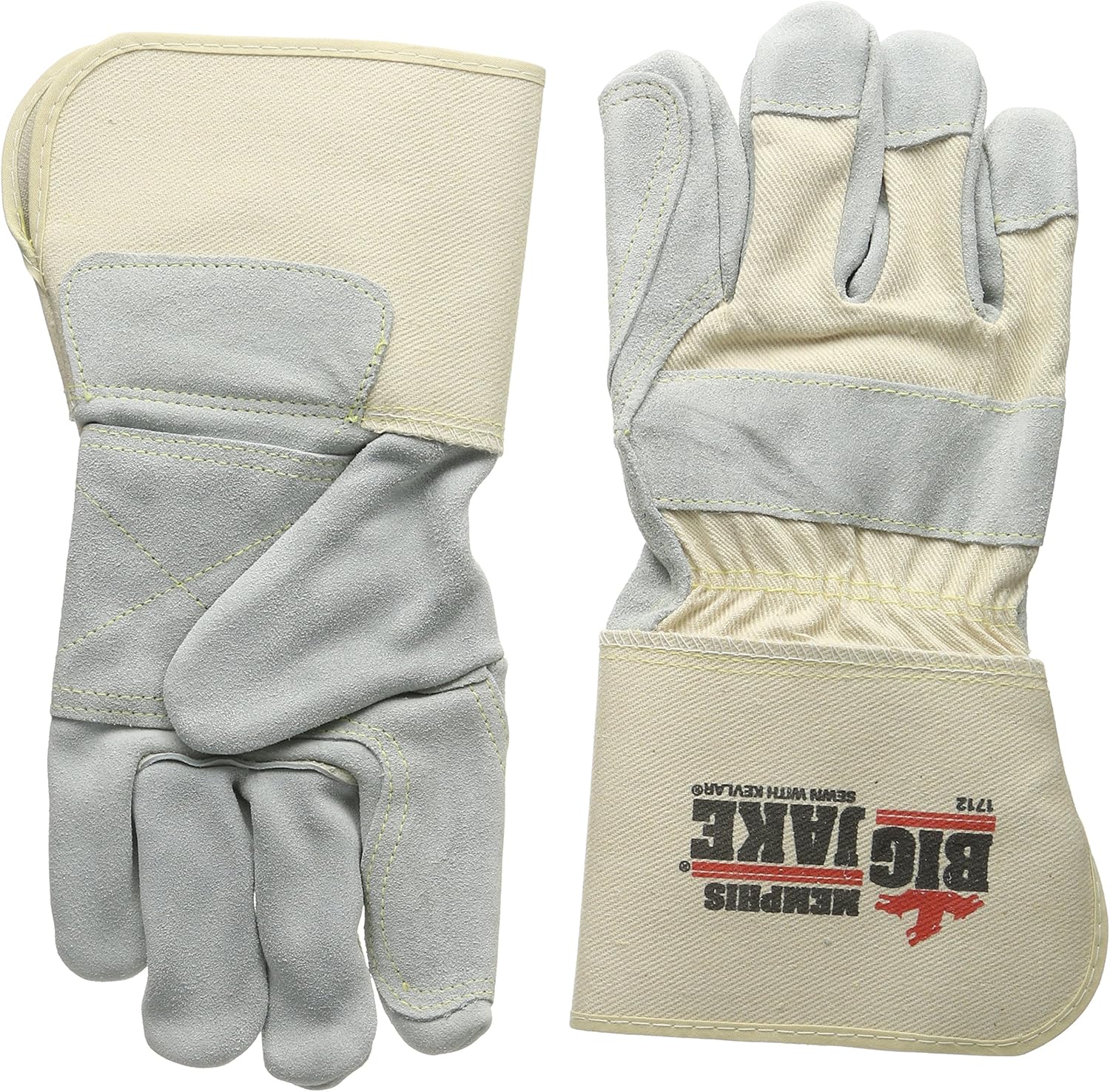 MCR Safety Big Jake Double Leather Palm Index Finger and Thumb, Sewn