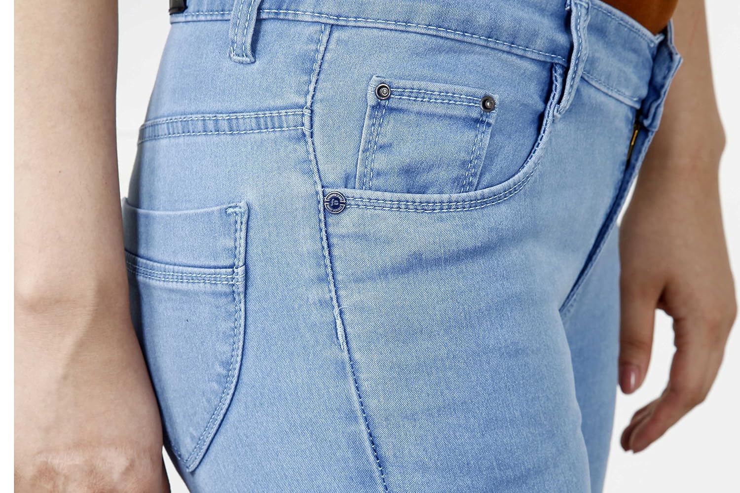 facts women denim stretchable mid blue skinny fit jeans