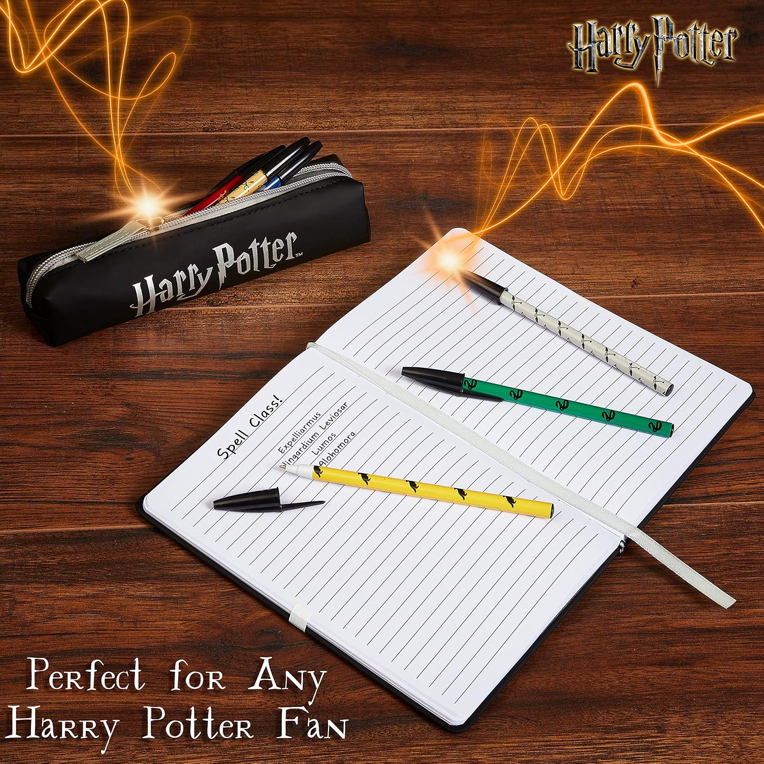 Harry Potter A5 Notebook and Pencil Case for Girls and Boys Stationery Set including Pens, School Supplies for Kids and Teens (Black) - Image 3