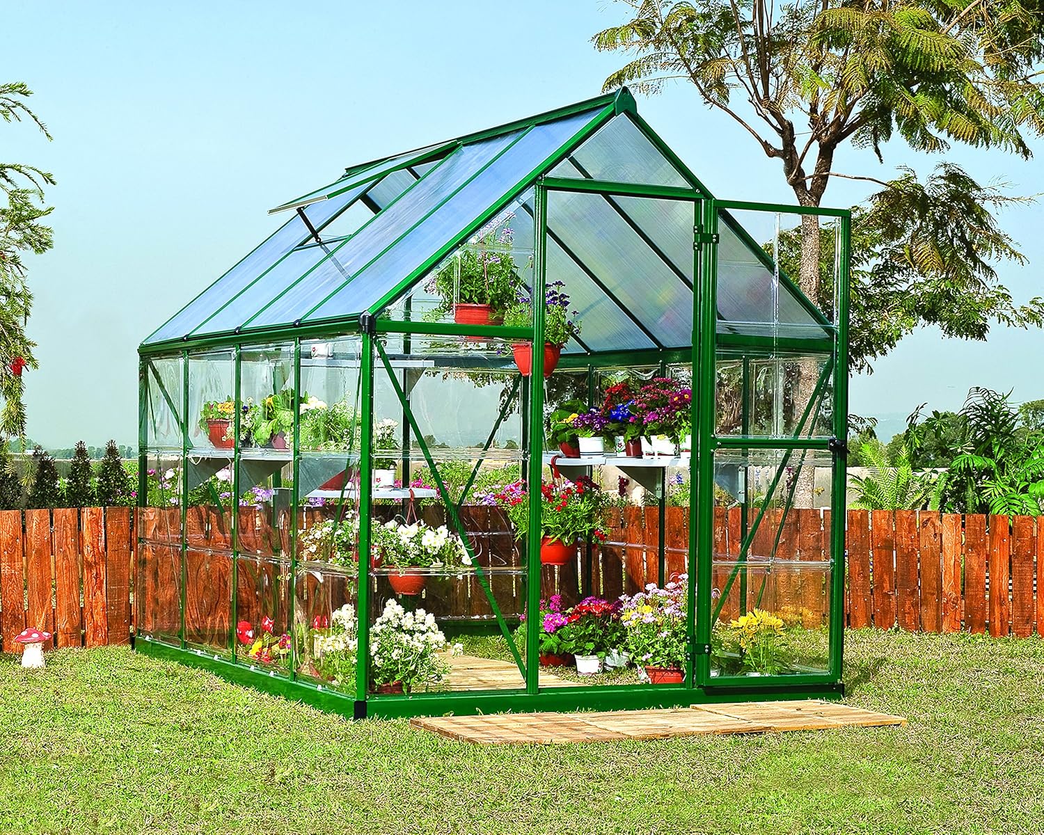 Palram HYBRID 6X8 GREEN GREENHOUSE Amazon.co.uk Garden & Outdoors