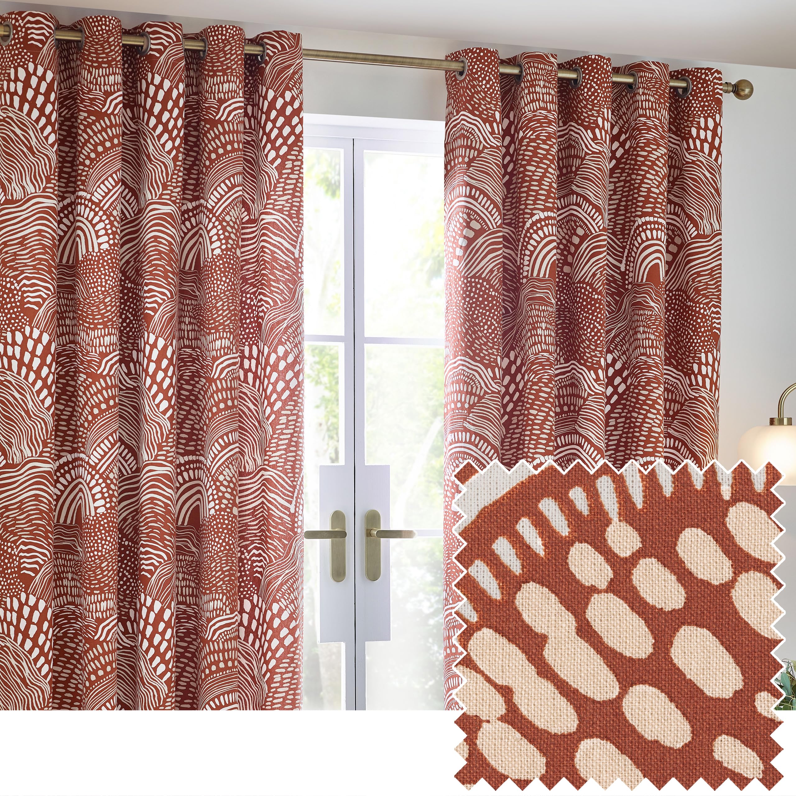 furn. Hoem Nola Abstract Geometric Eyelet Curtains