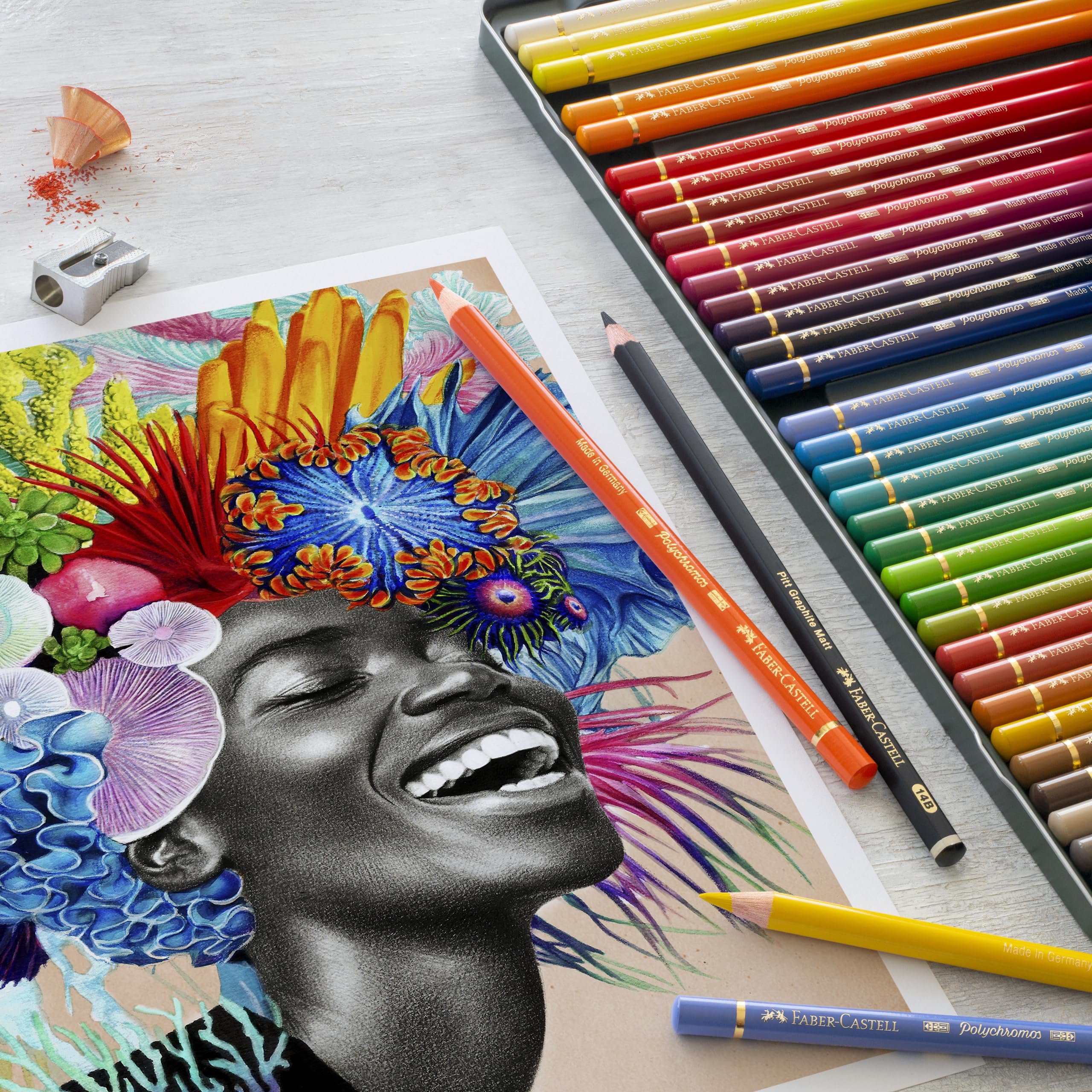Faber-Castell Polychromos Artists' Color Pencils - Tin of 60 Colors - Premium Quality Artist Pencils