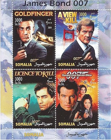 Amazon ジェームズ ボンドのショーン コネリー ロジャー ムーア ティモシー ダルトンとピアース ブロスナンとコレクターのための007のスタンプ 04 ソマリア マウント 決してヒンジ付き決して おもちゃ雑貨 ホビー
