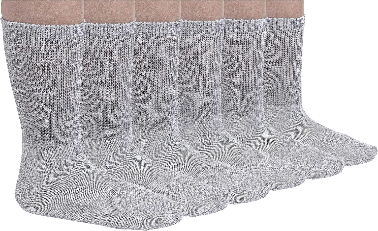 Diabetic Socks Mens Cotton 6-Pack Crew Grey By DEBRA WEITZNER: Health & Personal Care