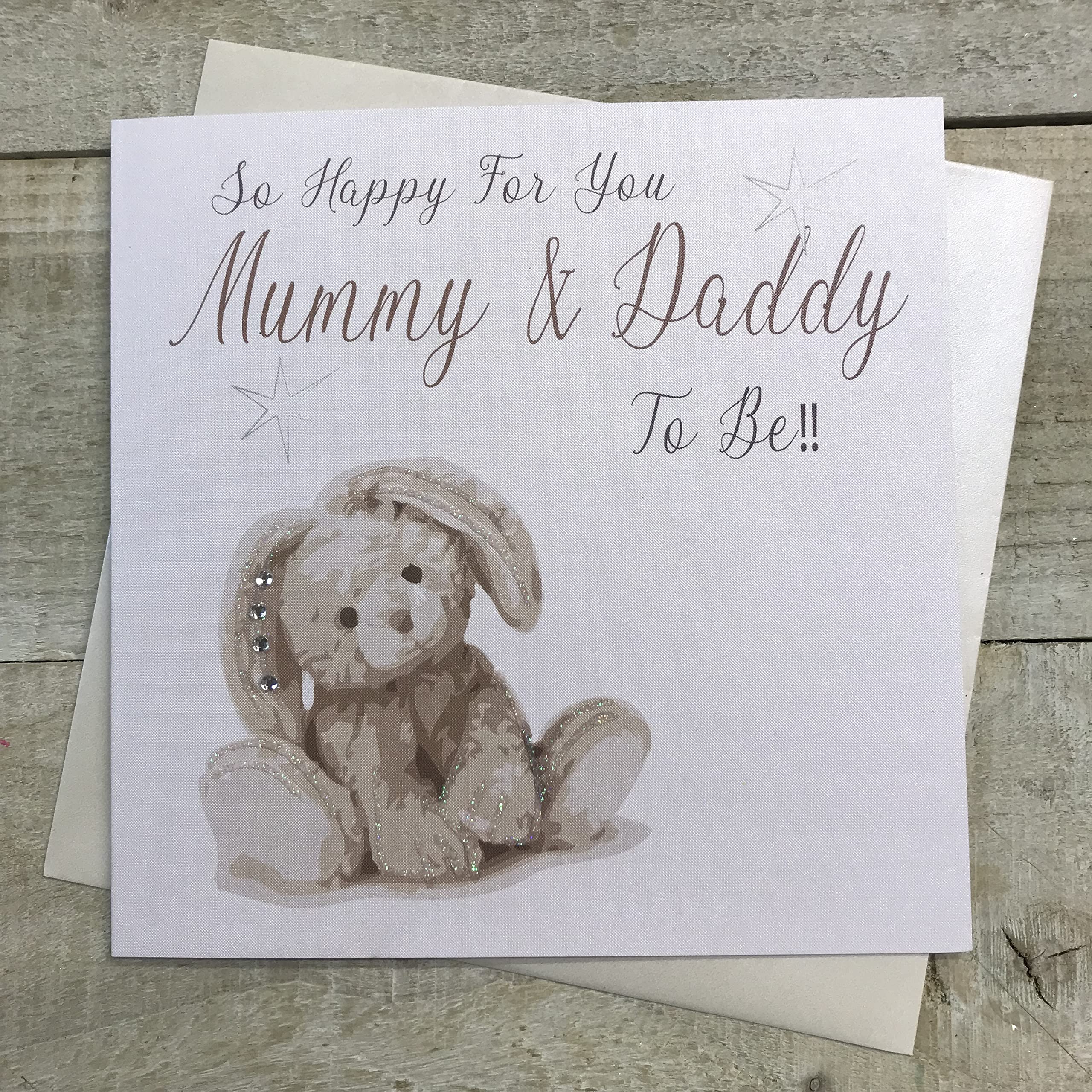 white cotton cards "So Happy For You! Mummy and Daddy To Be!! Card, Silver, N209 NEW