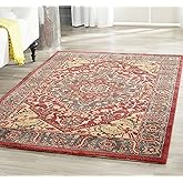 SAFAVIEH Mahal Collection Area Rug - 6'7" x 9'2", Navy & Red, Traditional Oriental Design, Non-Shedding & Easy Care, Ideal fo