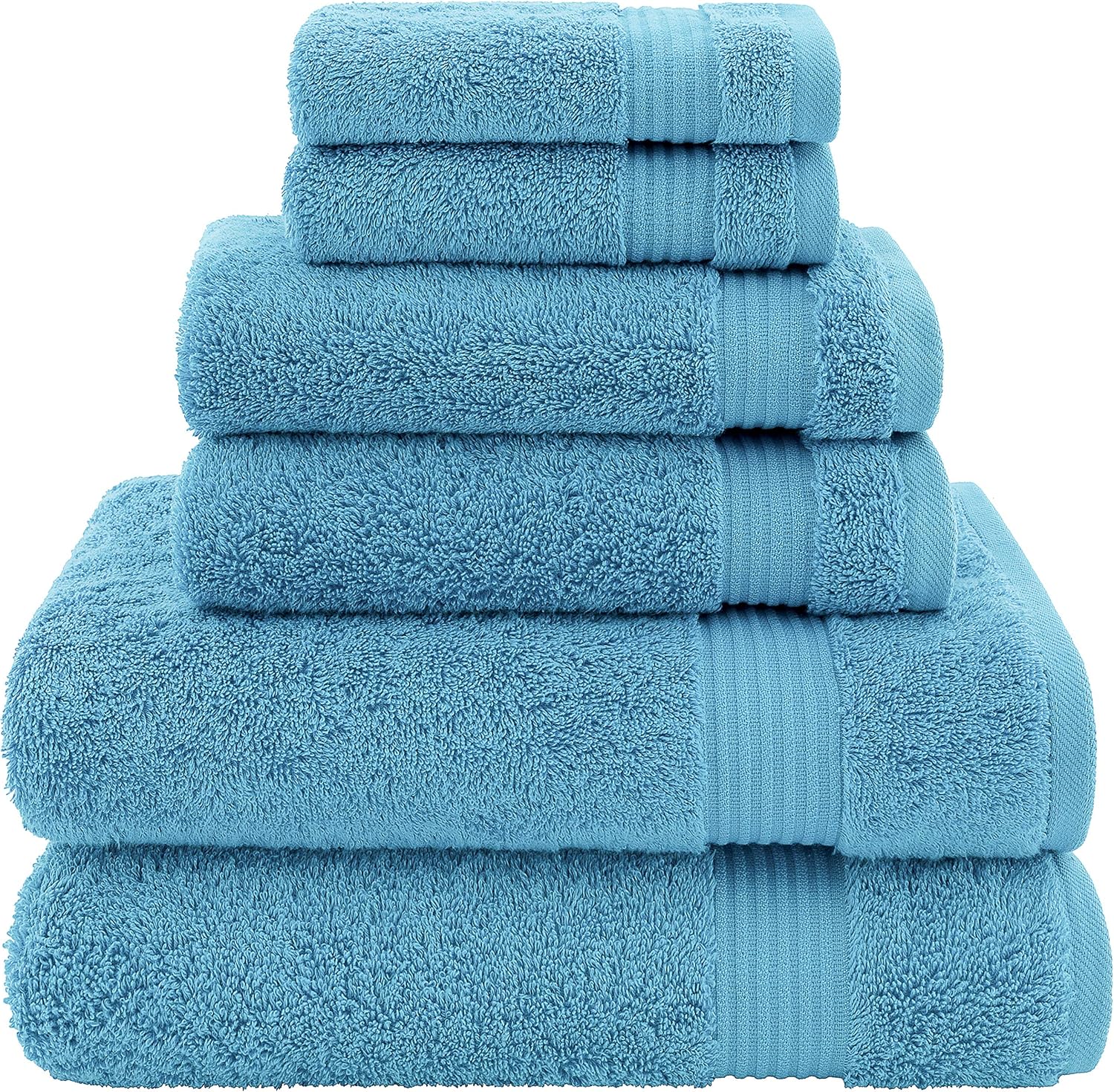 Hotel & Spa Quality, Absorbent & Soft Decorative Kitchen & Bathroom Sets, 100% Turkish Genuine Cotton 6 Piece Towel Set, Includes 2 Bath Towels, 2 Hand Towels, 2 Washcloths - Sky Blue: Kitchen & Dining