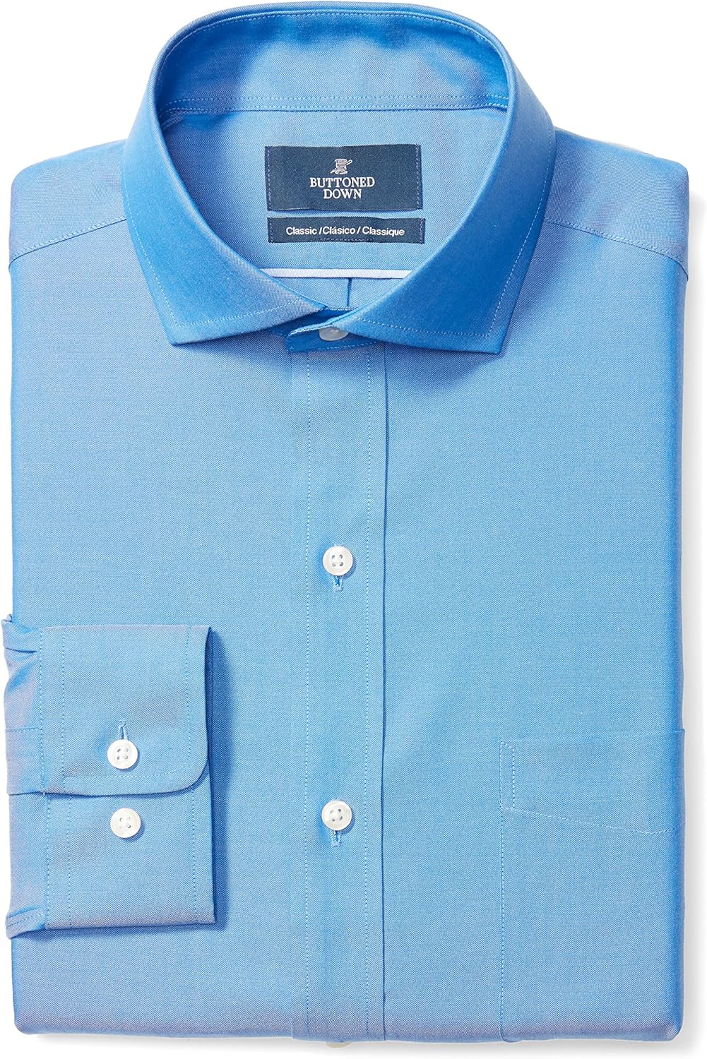  Brand - Buttoned Down Men's Classic Fit Cutaway-Collar Solid Pinpoint Dress Shirt, Supima Cotton Non-Iron: Clothing