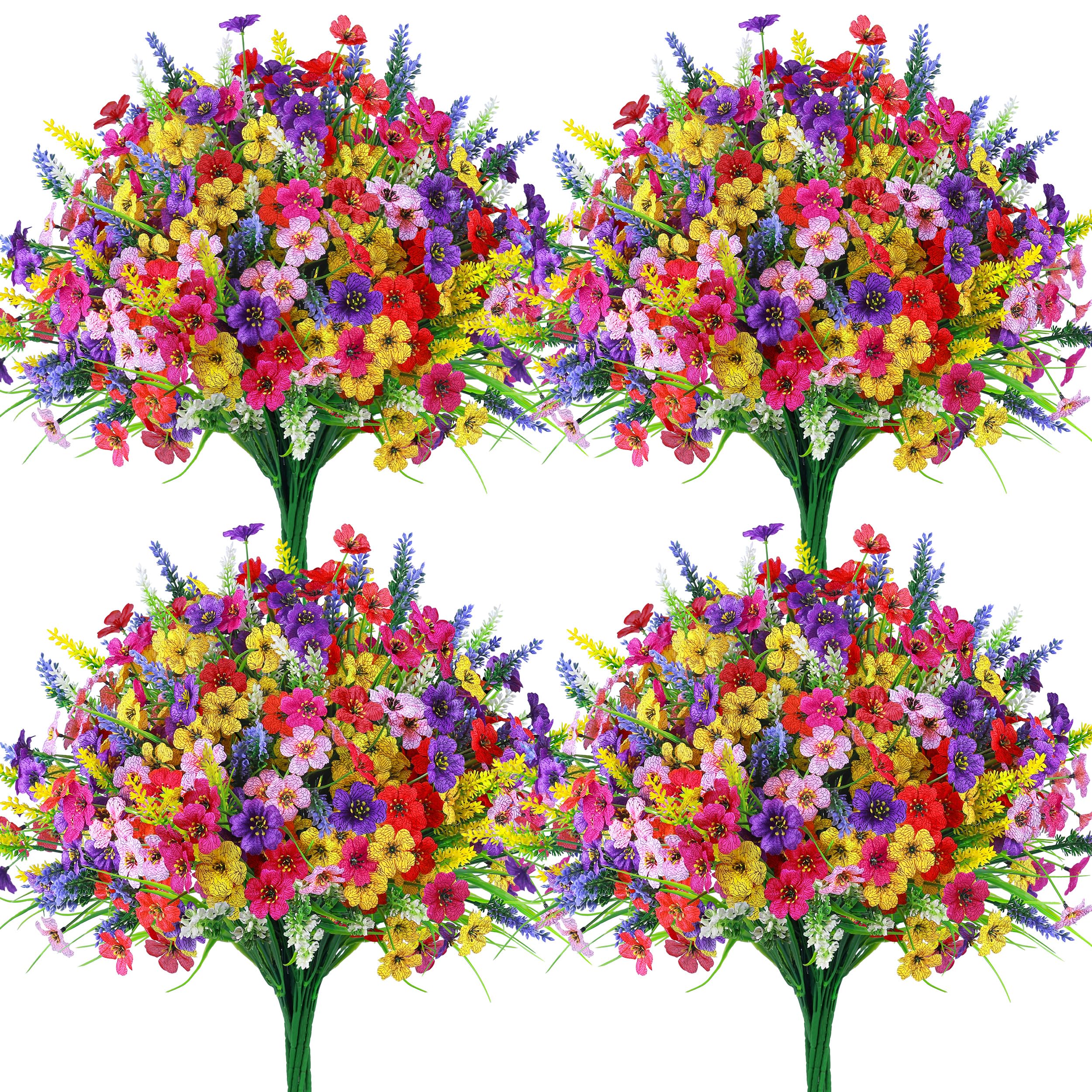 Der Rose 24 Bundles Artificial Flowers for Outdoor Fake Spring Flowers Plants UV Resistant for Home Garden Porch Window Wedding Decor