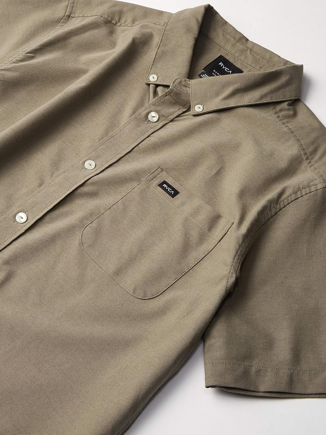 RVCA Men's Thatll Do Stretch Short Sleeve Woven Button Front Shirt: Clothing