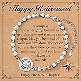 Esrial Retirement Gift for Woman - Compass Bracelet for Women Coworker Leaving Farewell Going Away Gifts for Friends Teacher Employee Manager Boss Coworker Christmas Gifts