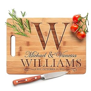 Personalized Cutting Board - 9 Design & 3 Size Options, Bamboo Cutting Board - Wedding Gifts for the Couple, Housewarming Gifts, Anniversary Gift, Grandma Gifts, Engraved Kitchen Sign & Decor - Handle