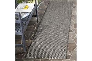 SAFAVIEH Courtyard Collection Runner Rug - 2'3" x 12', Black & Beige, Non-Shedding & Easy Care, Indoor/Outdoor & Washable-Ideal for Patio, Backyard, Mudroom (CY8521-36621)