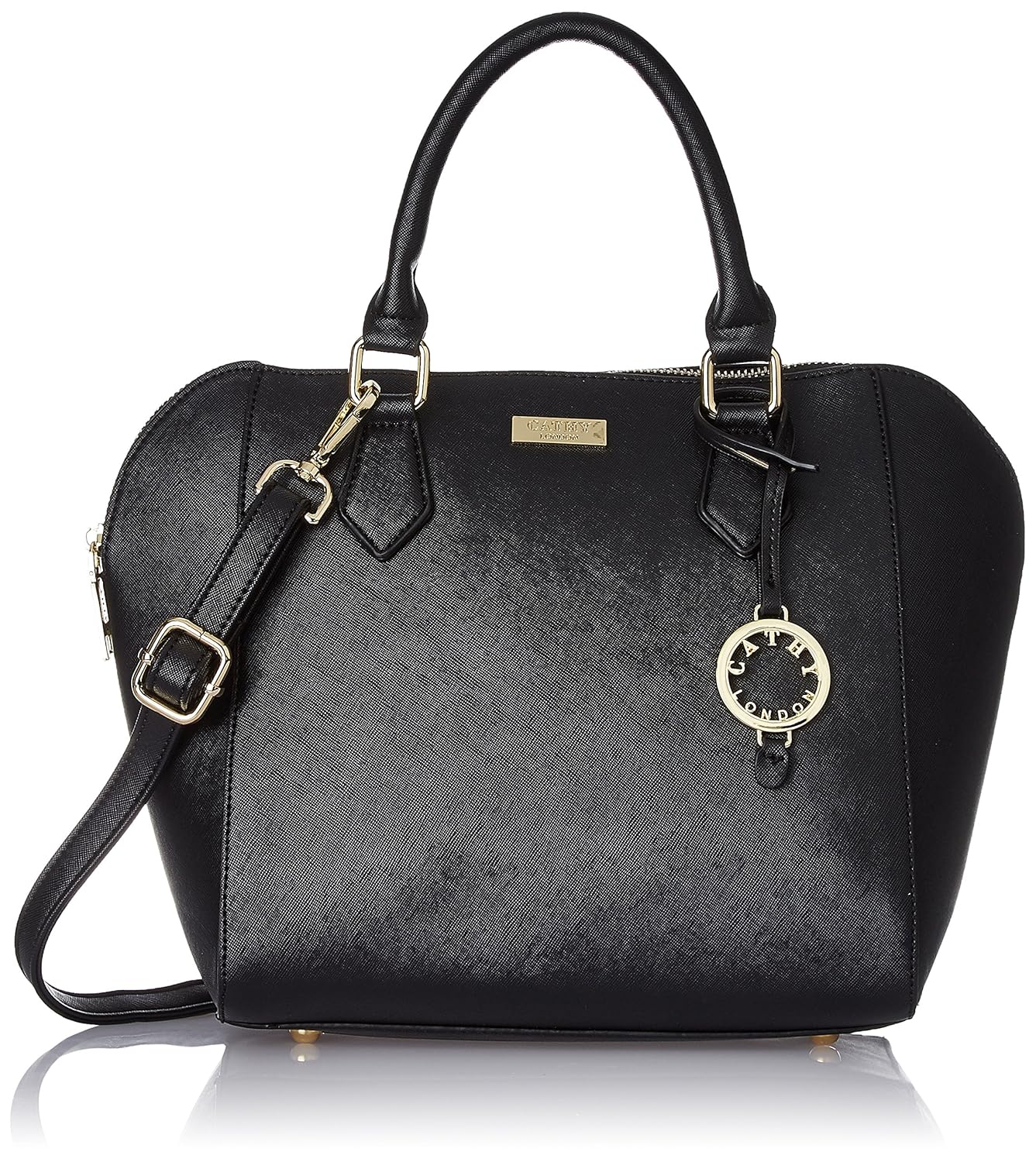 cathy london women's handbag, material- synthetic leather, colour- black