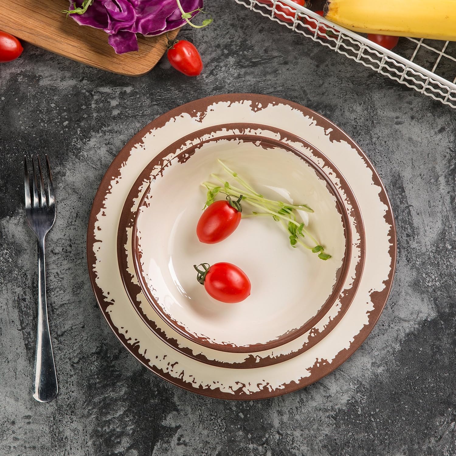 Melamine Camping Dinnerware Set Yinshine 12 PCS Dishes Set Service