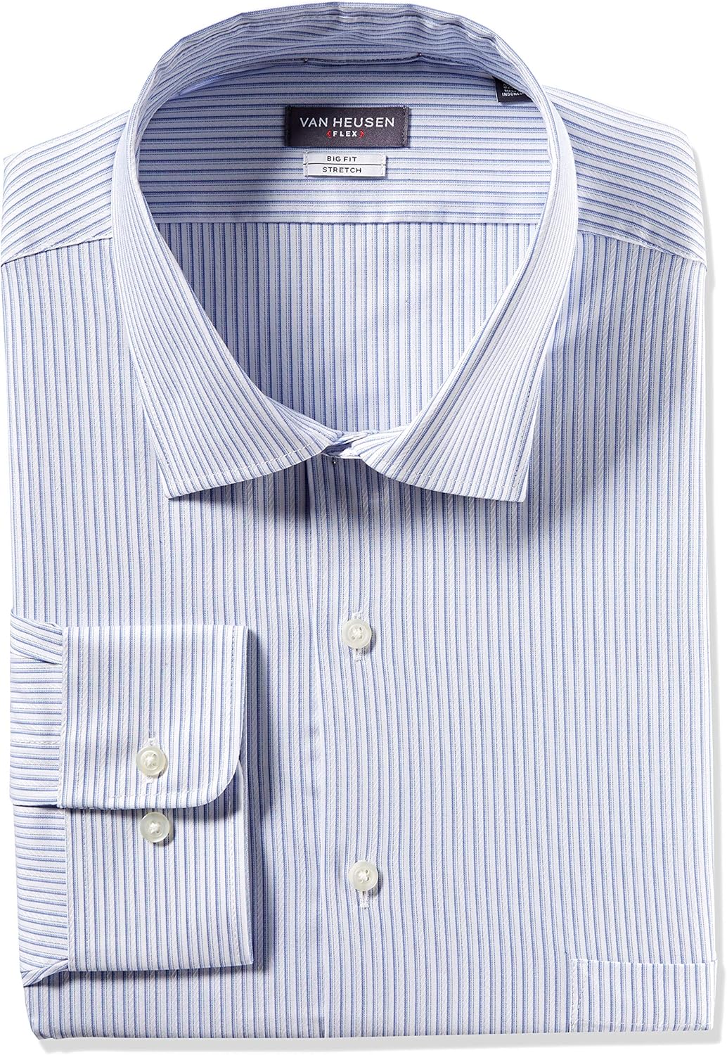 Van Heusen Men's Big Fit Dress Shirts Flex Collar Stretch Stripe: Clothing