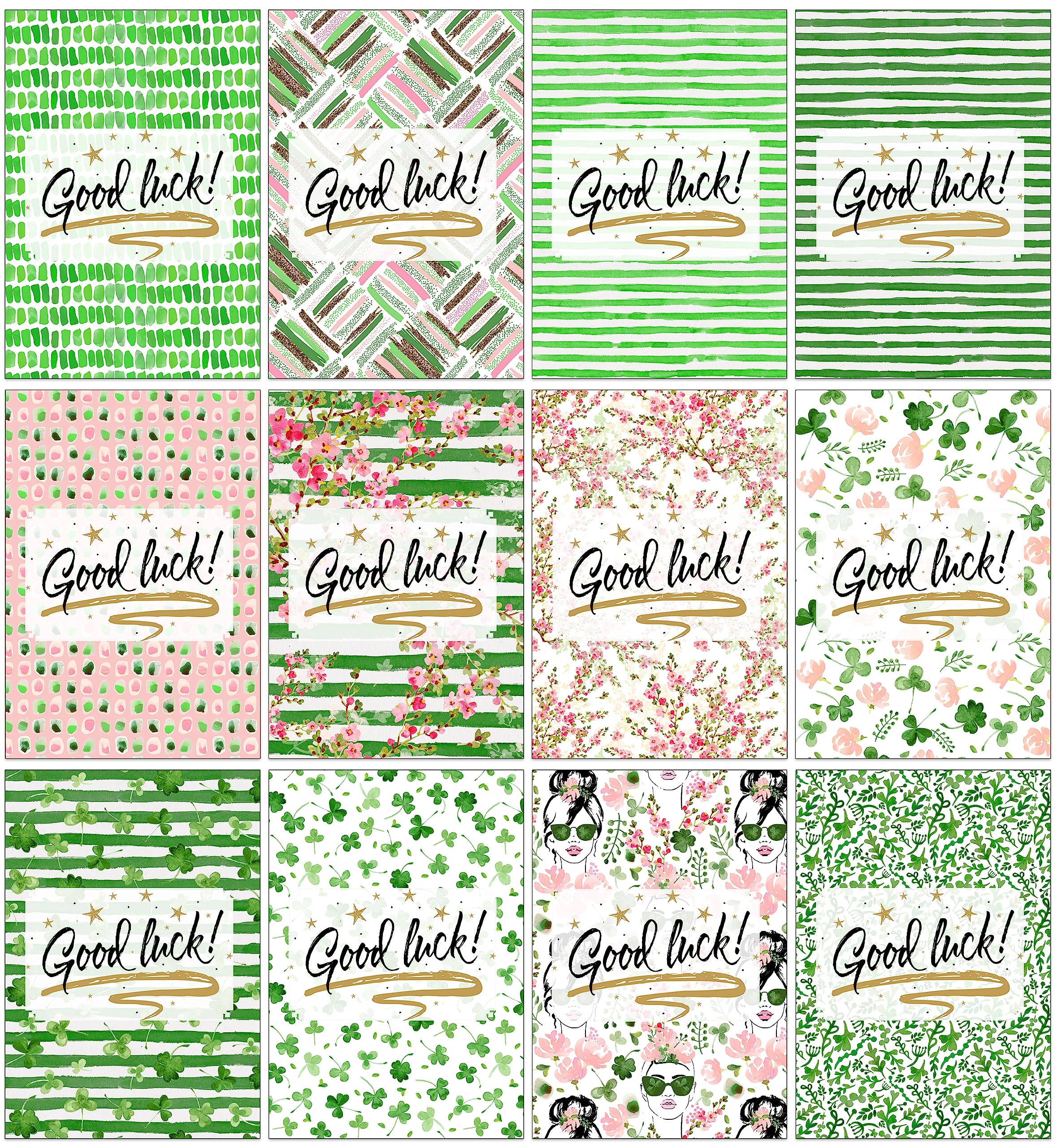 36 Good Luck Cards with 12 Different Designs (36 Set)