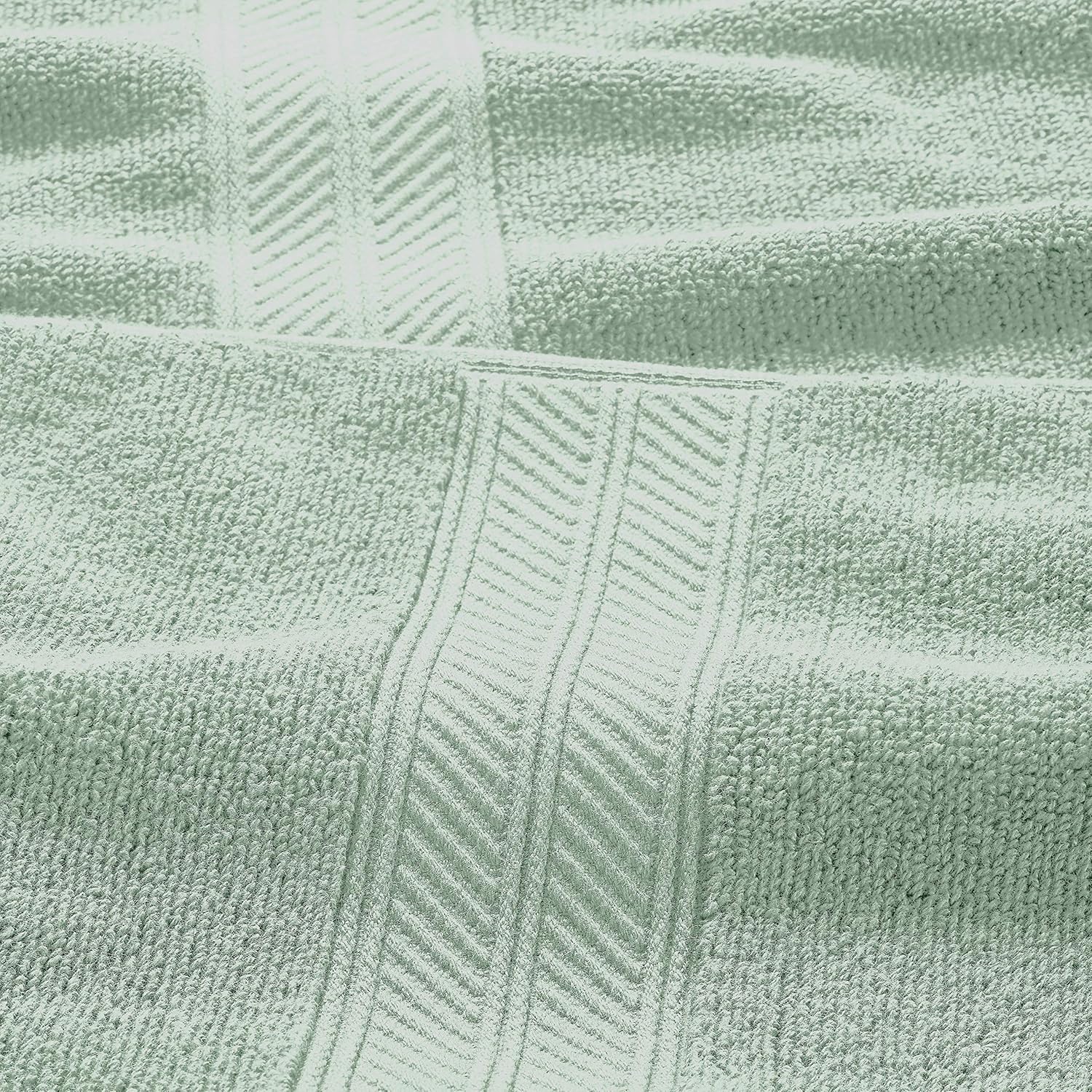 Amrapur Overseas | Trefoil Filigree 6 Piece Reversible Yarn Dyed Jacquard Towel Set (Sage): Home & Kitchen