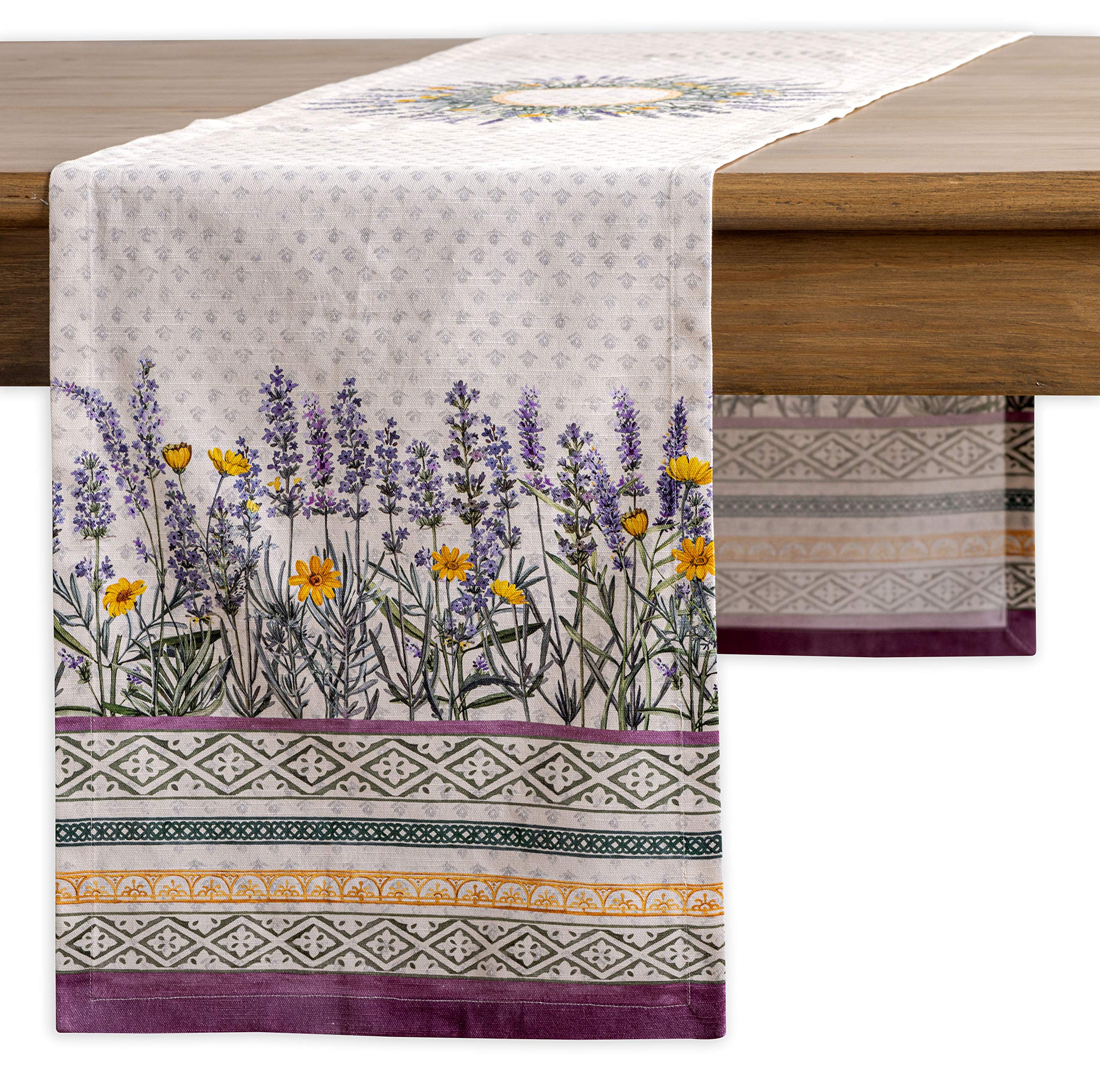 Maison d' Hermine Table runner 100% Cotton Single Layer Table Runners 180 CM long for Home Kitchen Dining Party Wedding Bridal Shower Gifts for Mothers Day (Fanny Lavender, 37 cm x 180 cm)
