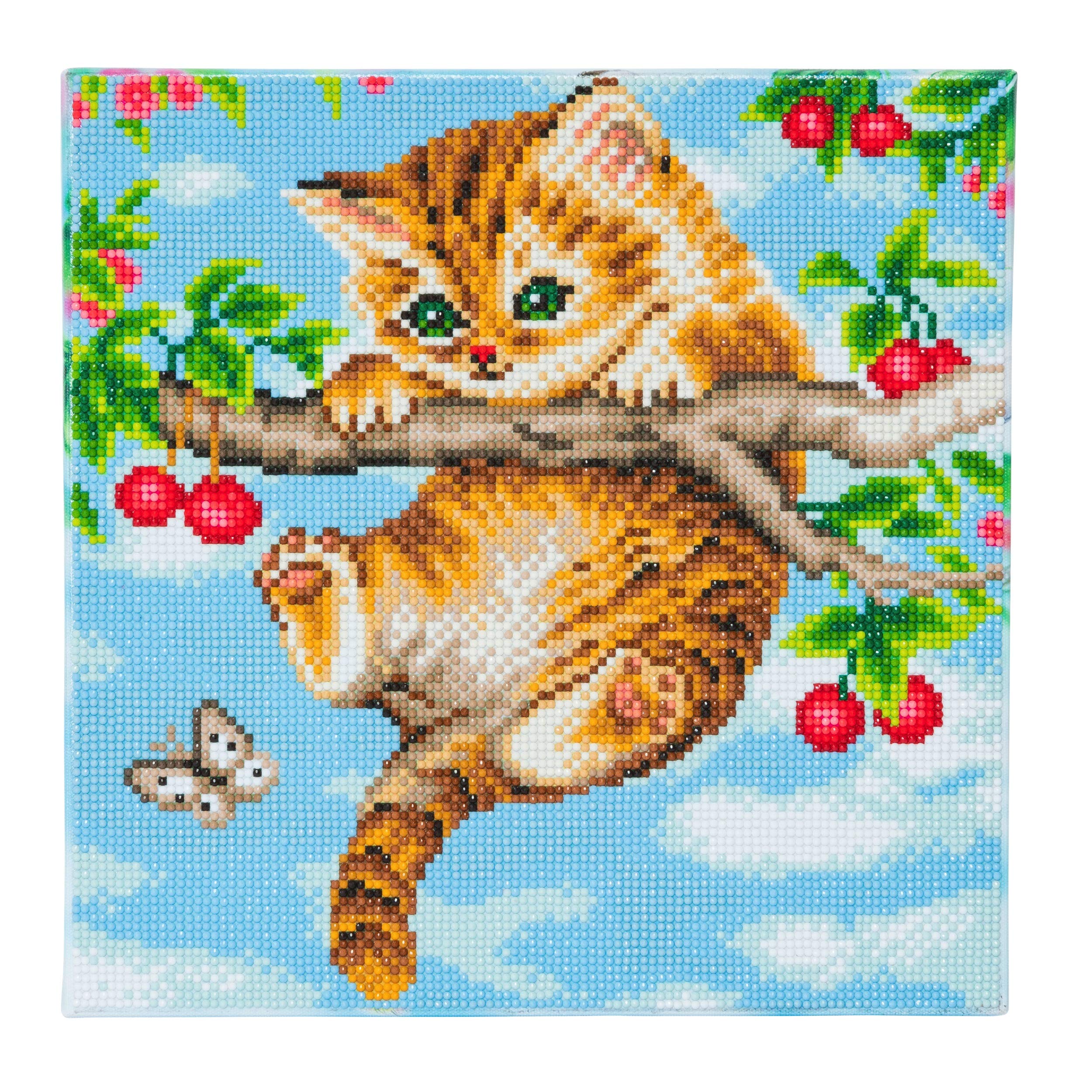 Crystal Art Cherry Kitten 30x30cm Framed Crystal Art Kit