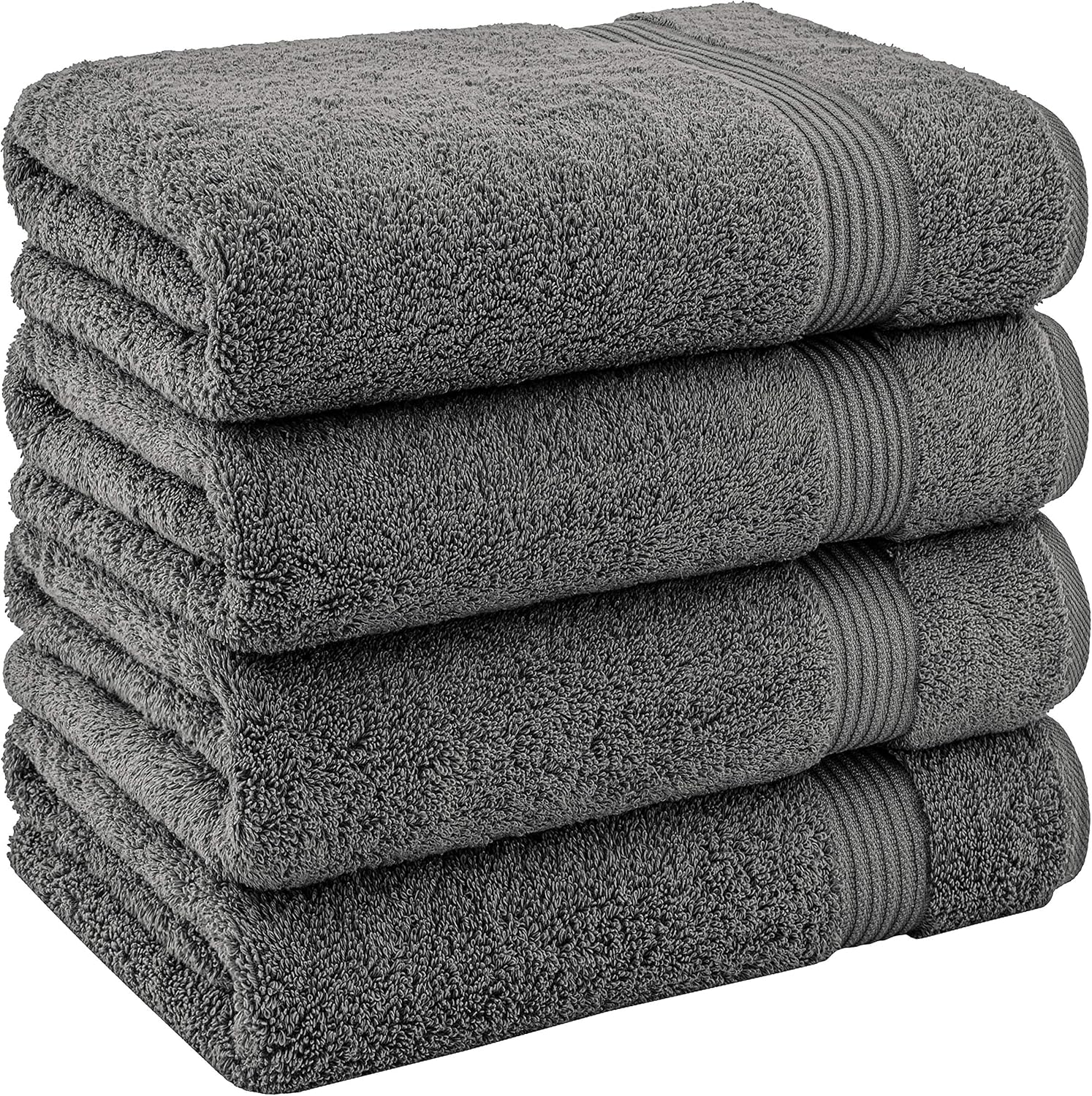 Hotel & Spa Quality 100% Turkish Genuine Cotton, Absorbent & Soft Decorative Luxury 4-Piece Bath Towel Set by United Home Textile, Grey: Home & Kitchen