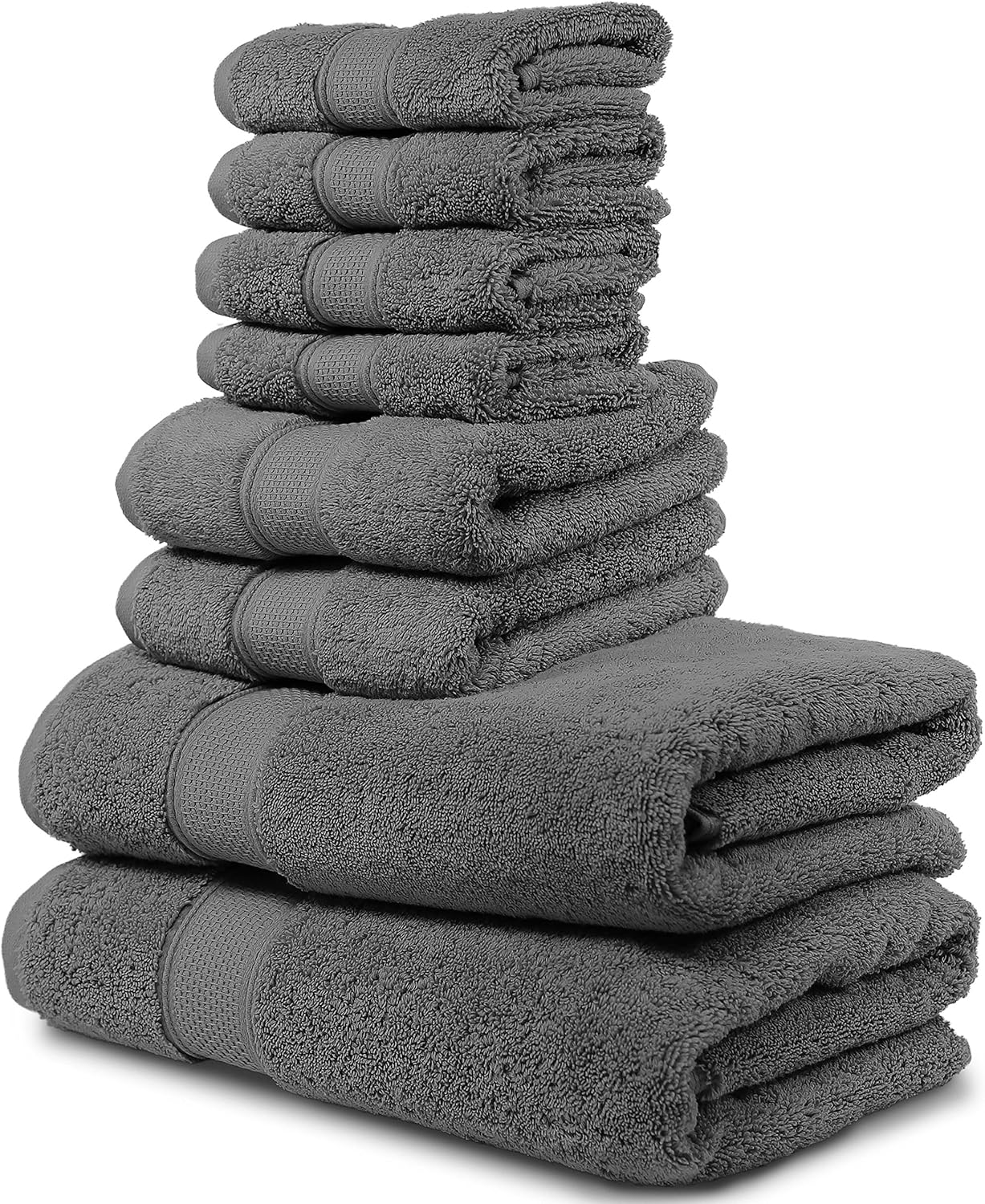 Maura 8 Piece Bath Towel Set.2 Extra Large 30"x56" Premium Turkish Bath Towels, 2 Hand Towels, 4 Washclothes. Thick, Soft, Plush and Highly Absorbent Luxury Hotel & Spa Quality Towels - Space Gray: Home & Kitchen