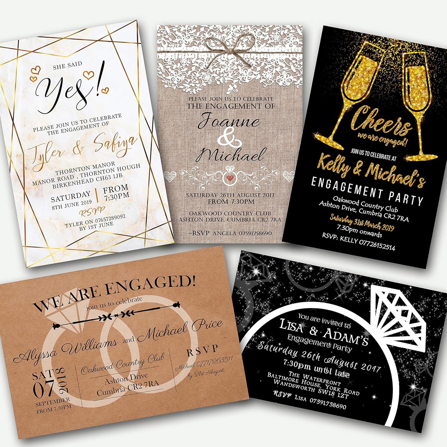 Engagement Party Invitations & Envelopes (Choice of designs