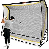 Golf Hitting Net with Extra Striking Net, 10x7FT/7x7FT Heavy Duty Golf Practice Net for Real Golf Balls, 7-Ply Netting with Stable Alloy Frame for Backyard, Garage &amp; Outdoor Practice for Golfers