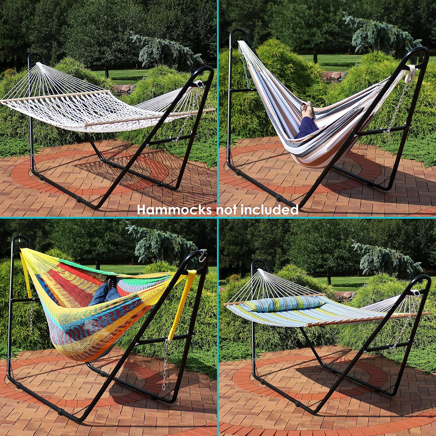 Sunnydaze 550-Pound Capacity Universal Multi-Use Heavy-Duty Steel Hammock Stand, 2 Person, Fits Hammocks 9 to 14 Feet Long, Black : Garden & Outdoor