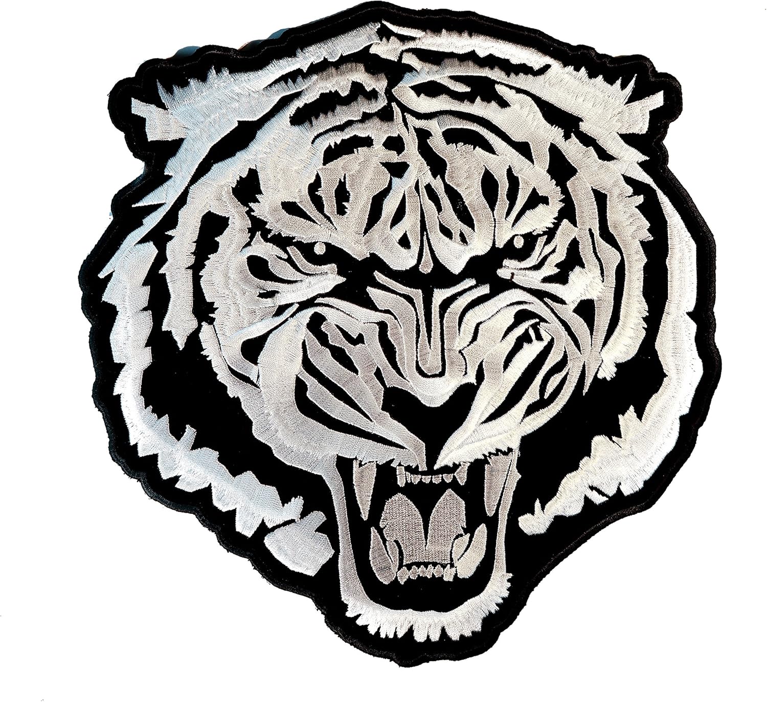 White Tiger Ears Down Large Embroidered Back Patch 11 inch