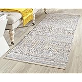 SafaviehCape Cod Collection Runner Rug - 2'3" x 8', Natural & Blue, Handmade Flat Weave Coastal Braided Jute, Ideal for High Traffic Areas in Living Room, Bedroom (CAP353A)