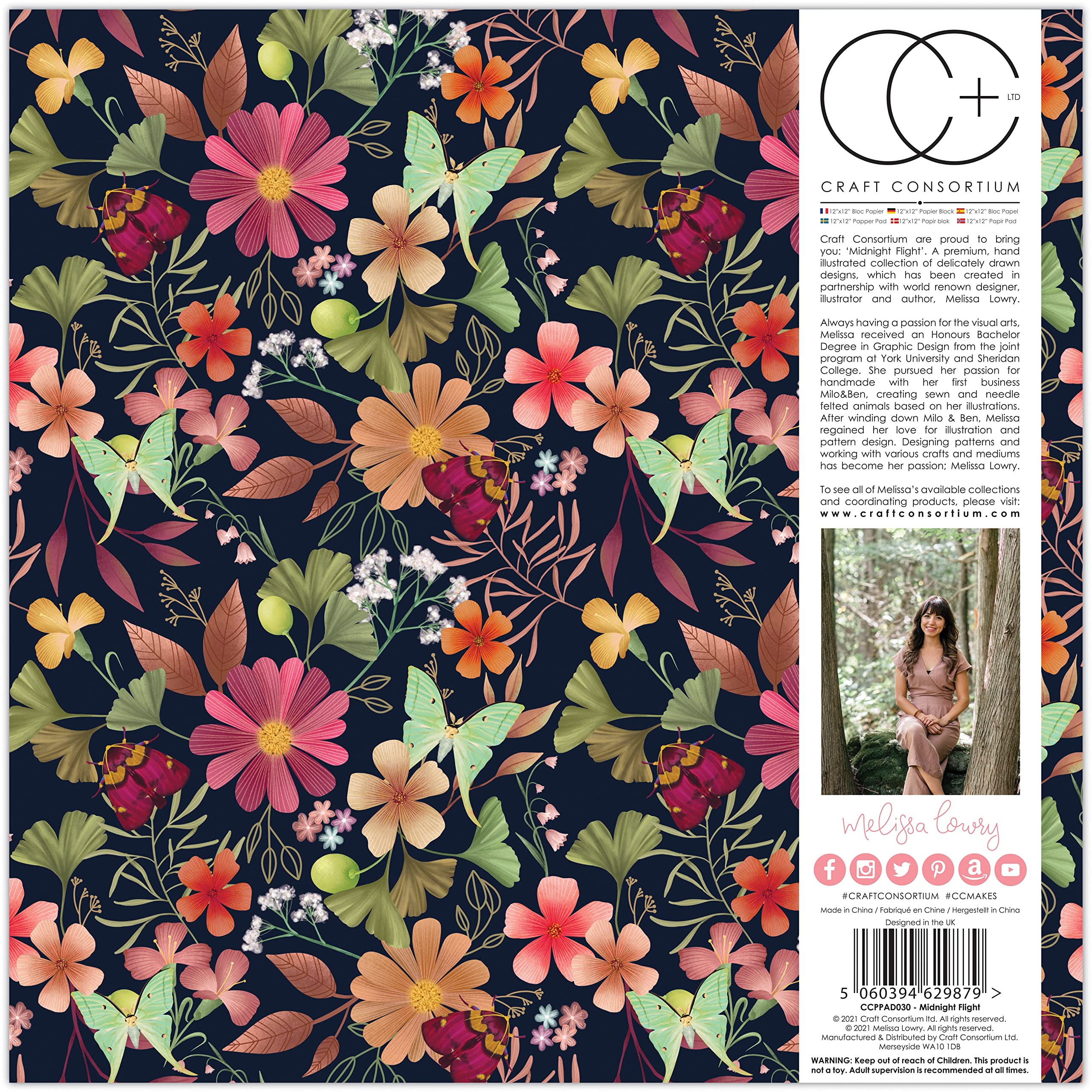 Craft Consortium 12 x 12" Scrapbooking Paper Midnight Flight 40 Double-Sided Sheets