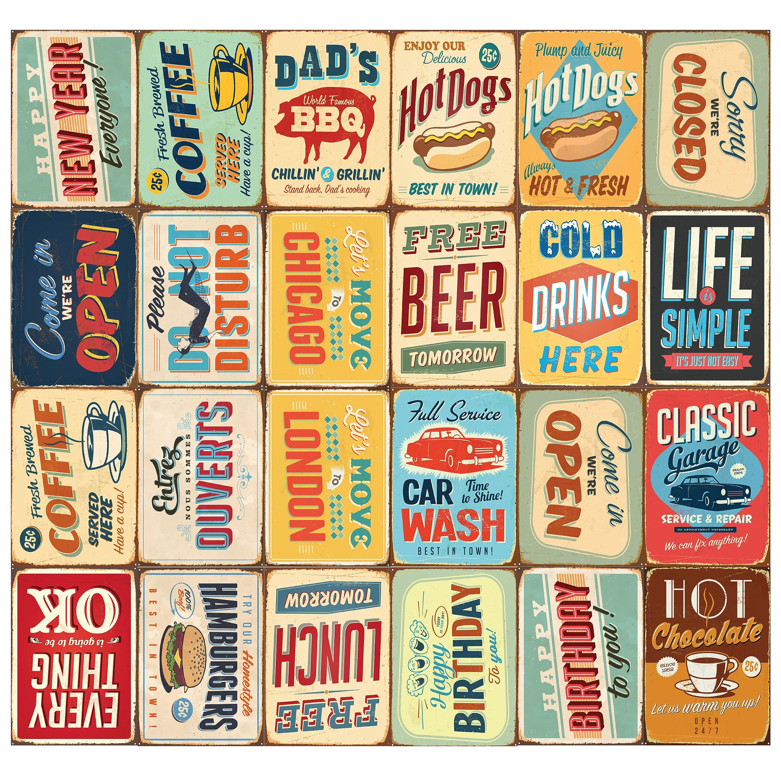 WALPLUS Collage Mural Artistic Creations Picture Room Decor Vintage-Inspired Kit Prints Album Covers Posters Unique Indie Dorm Photo Display for Vintage Metal Signs Art Retro Classic 30 PCS A4 Size