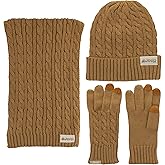 Jeep Women's 3 Piece Cable Knit Scarf, Beanie, and Gloves Set - One Size Fits Most